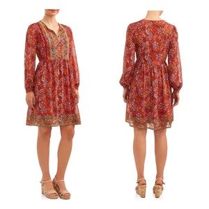 Time and Tru Women’s Woven Peasant Dress Floral
